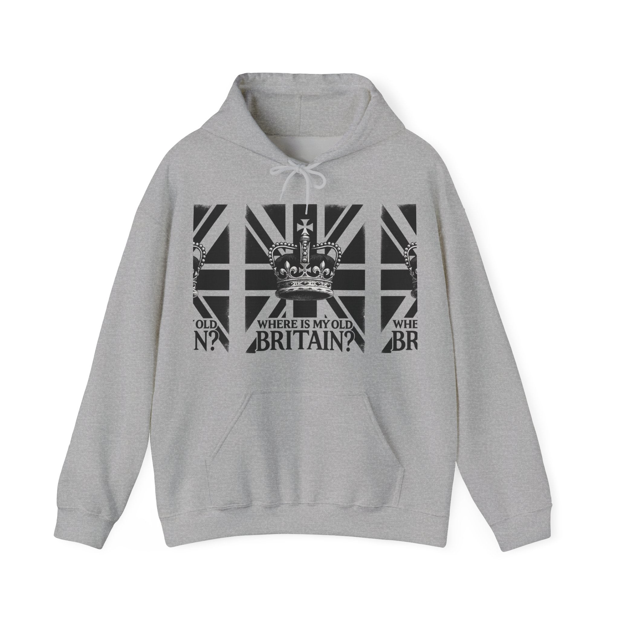 ‚WHERE IS MY OLD BRITAIN?‘ — Retro Union Jack Graphic Ultra Heavy Hoodie